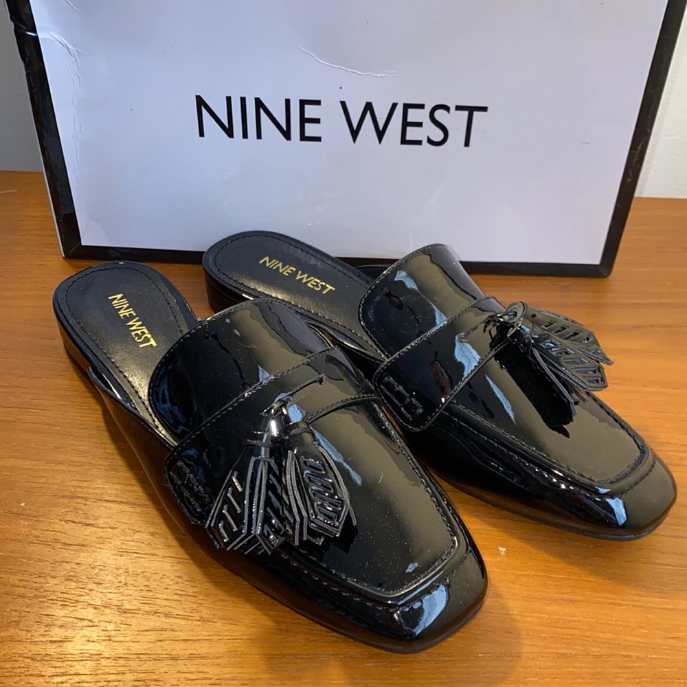 NIB NINE WEST XSTATIC PATENT MULE LOAFERS US7